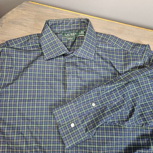 Lauren Ralph Lauren Other - Lauren Ralph Lauren Shirt Men 18 34/35 Green Plaid Check Long Sleeve Button Down